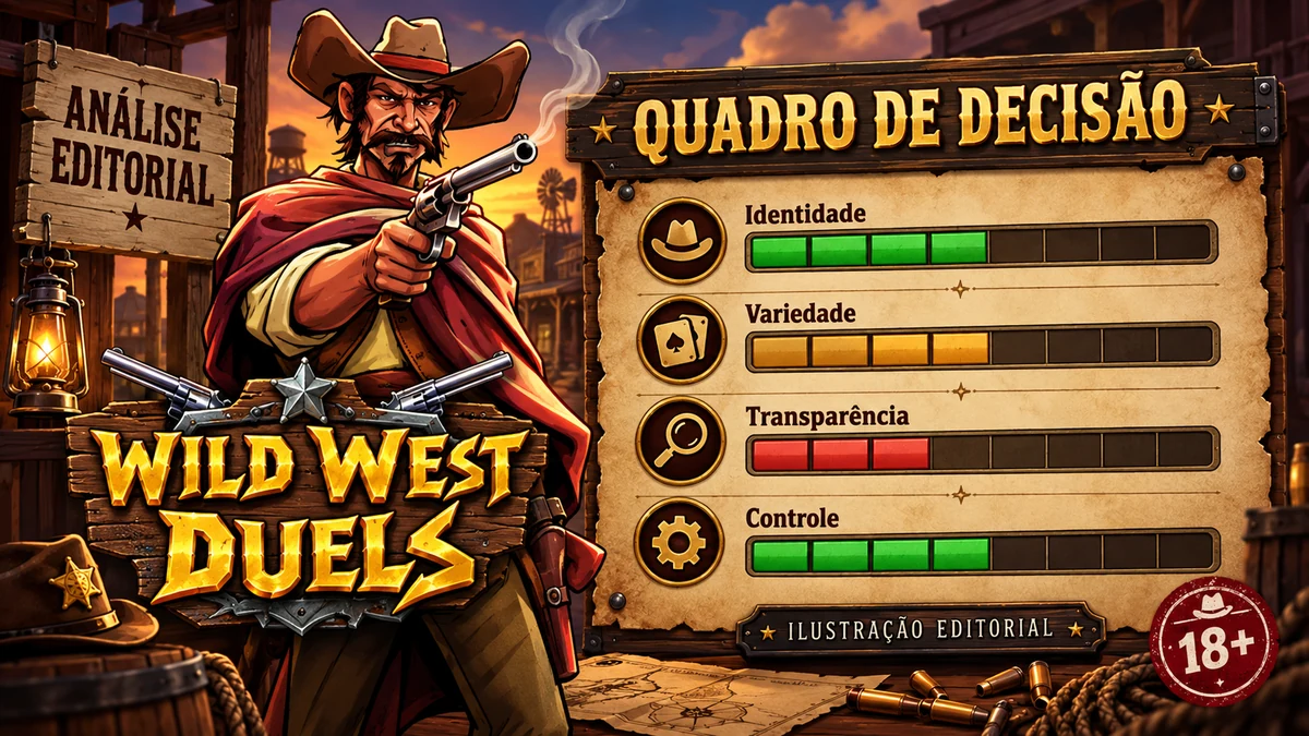 Scorecard editorial do Wild West Duels por identidade, variedade, transparência e controle