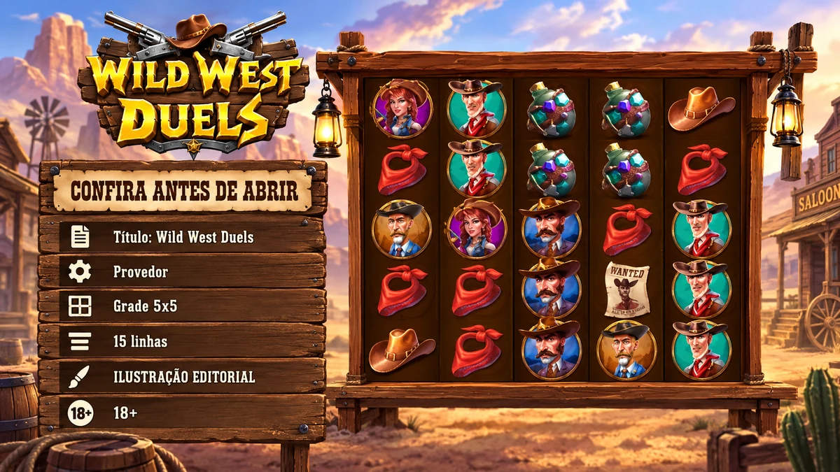 Ilustração editorial de identificação segura da demo do Wild West Duels