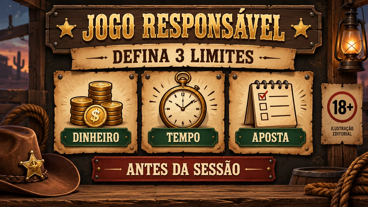Plano visual de limites de dinheiro, tempo e aposta para jogo responsável